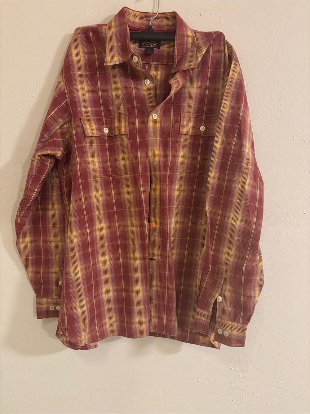 Daniel Cremieux Men's Red and Yellow Plaid Button-Down Shirt